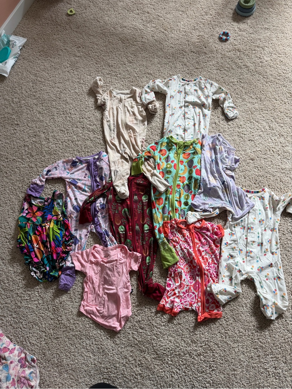 Assorted Bamboo Girls' Footed Onesies little sleepies, Fletch, magnetic me